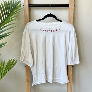 Riot Society White Short Sleeve with Stitched Red “California” Logo Top T-Shirt